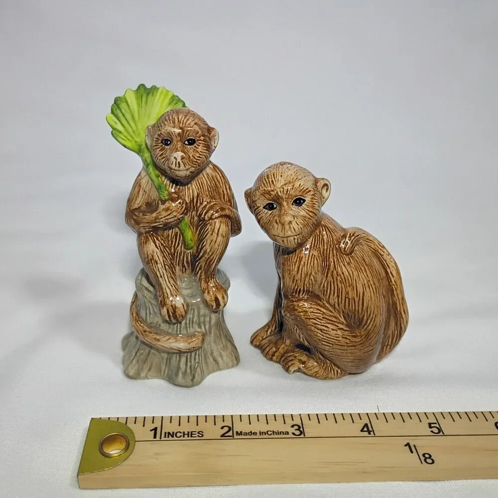 Vintage Monkey Salt Pepper Shakers Jungle China Mark No Chips Or Cracks